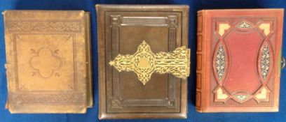 Ephemera, Victorian Scrap Books, 3 empty but unusual albums to comprise 1 red leather with gilt