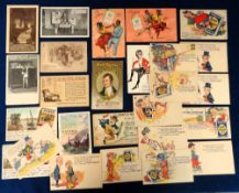 Tobacco advertising postcards, a collection of 26 advertising postcards, several USA issues, noted