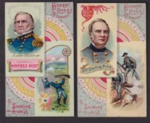 Cigarette cards, USA, Duke's, Histories of Generals, 'X' size two cards, Gen. Sterling Price &