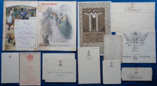Ephemera, menus etc. Seaforth Highlanders, 78th Highlanders Ross-Shire Buffs, Café de L'Opera etc (