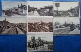Postcards, Railway Stations, a selection of 7 cards of railway station interior views, with RPs of