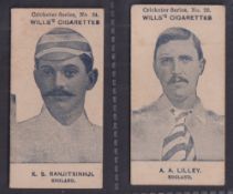 Cigarette cards, Wills (Australia), Cricketers Series (Grey scroll back, no frame), two cards, no 24