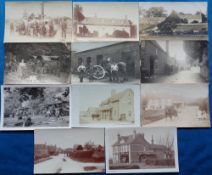 Postcards, Oxfordshire, an RP selection of 11 RPs of villages and tradespeople, inc. steamroller and