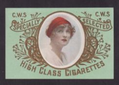 Cigarette card, CWS, Beauties, type card, Beauty with red ribbon on head, 'X' size, paper issue (ex)