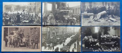 Postcards, Berlin Uprising, inc. Armoured Car, RP, Damage, Coffins, Funeral etc., (gd/vg) (6)