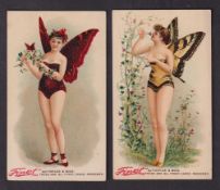 Cigarette cards, USA, Buchner, Butterflies & Bugs (printed backs), 'X' size, two cards, ref. N282,