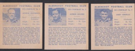 Trade issue, Anonymous, Aldershot Football Club, Pen Portraits, 'L' size paper cut-outs mounted on