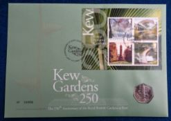 Stamps, GB QEII 2009 Kew Gardens cover no 6956 with Kew Gardens 50p in uncirculated condition. Rare.