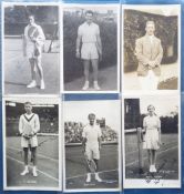 Postcards, Tennis, 6 RPs of tennis players at Wimbledon, all with signatures and 3 published by