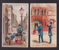Cigarette cards, USA, Buchner, American Scenes with a Policeman, 'X' size, two cards, ref. N281,