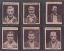 Trade cards, Australia, Koala Flour, English Cricket Team 1928-29, 13 cards, nos 2, 3, 4, 5, 6, 7,
