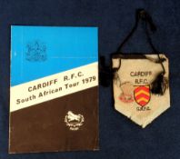 Rugby Union, Cardiff RFC, South African Tour 1979, 4 page tour itinerary together with small Cardiff