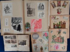 Scrap Books, 3 Victorian scrap books together with a quantity of loose pages. Subjects include