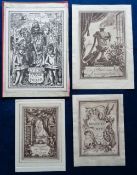 Ephemera, Bookplates, 4 bookplates by Rex Whistler (1905-1944), one laid down (vg)
