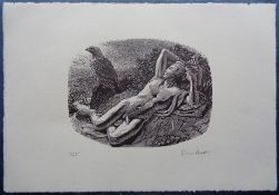 Ephemera, Bookplate designed for Brian North Lee (1936-2007) by Simon Brett (b 1943), signed proof