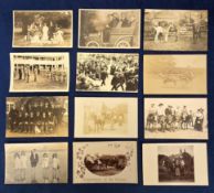 Postcards, Social History, a selection of 23 RPs, with studio motorcar at Scarborough, lunch time in