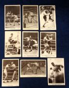 Boxing postcards, a collection of nine photographic postcards from the Beagles Famous Boxers Series,