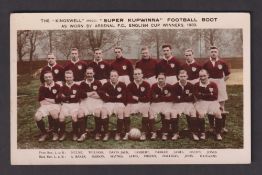 Football postcard, Arsenal F.C., English Cup Winners, 1930, a hand coloured photographic card