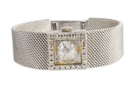 Damen-Armbanduhr EBEL, WG 750/000, quadratisches Gehäuse mit 24 Stck 8/8-kant Diamanten ...