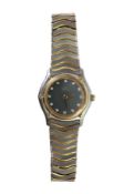 Damen-Armbanduhr, EBEL SPORT CLASSIC, Stahl/Gold, Quarz, schwarzes Ziffernblatt, Index mit ...