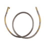 Dekorative Strickkette, PLATIN/GG 750/000, 1 Brillant ca. 0,025 tw-vsi, vorne abwechselnd weiß ...