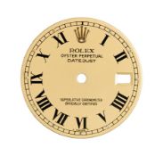 Ziffernblatt von ROLEX für Damen-Armbanduhr, OYSTER PERPEDUAL DATEJUST, goldfarben, röm. ...