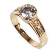 Ring, SOLITÄR, GG 585/000, 1 Brillant ca. 1,08 ct (eingraviert 1,08  ct, tw if), RW 56,5