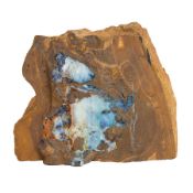 Flacher Rohstein Matrix (Muttergestein), Vorderseite mit dekorativen Opaladern durchzogen, ...