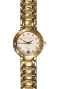 Damen-Armbanduhr, MAURICE LACROIX, Quarz, Stahl goldplattiert, weißes-Ziffernblatt, zent. ...