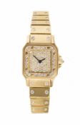 Damen-Armbanduhr, CARTIER Santos Carree, GG 750/000, Automatik, gebläute Zeiger, Ziffernblatt ...