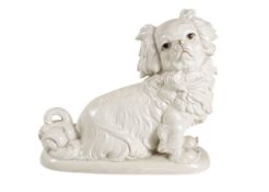 Porzellanobjekt, ausdrucksstarker PEKINESE, um 1.Hälfte 20.Jhd., signiert Kühnert & Co ...