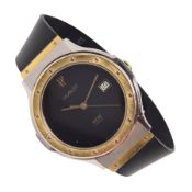 Herren-Armbanduhr, HUBLOT MDM CLASSIC, Stahl/GG 750/000, Quarz, schwarzes Ziffernblatt, zent. ...