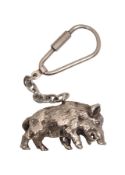 Schlüsselanhänger, WILDSAU, SILBER 925/000, vollplastisch ausgearbeiteter Eber, H = 10,3 cm, ...