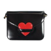 Damen-Handtasche von MOSCHINO (Couture), schwarzes Kunstleder mit einem signalroten HERZ zum ...
