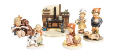 6 GÖBEL/HUMMEL Figuren, 1 Meisterkoch; 1 Mädchen (nicht so hastig); 1 sitzendes Mädchen mit ...