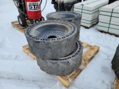 Semi Sold Skid Steer Tires on Wheels 'Set of 4 - Used'