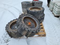 Semi Sold Skid Steer Tires on Wheels 'Set of 4 - Used'