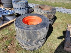 Skid Steer Tires on Wheels 'Set of 4 - Used'