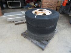 Goodyear 11R22.5 Tires on rims