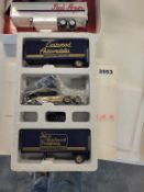 Winross Truck With Double Van Trailers