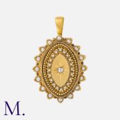 A Pearl And Diamond Locket Pendant in yellow gold, in yellow gold, of navette shape, set centrally