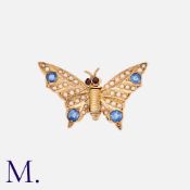 BOIVIN. A Butterfly Clip Brooch in 18K yellow gold by René Boivin set with four round-cut