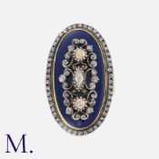 A Georgian Bague Au Firmament Ring in yellow gold and silver, comprising a large oval shaped blue