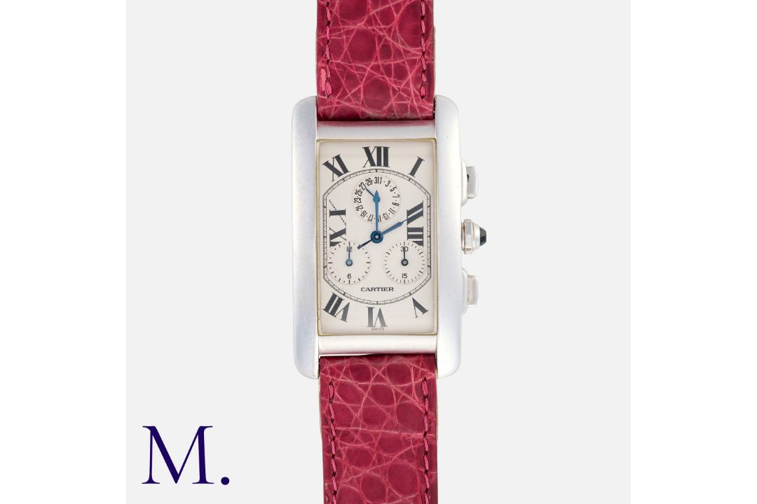 CARTIER, A Tank Americaine Chronograph Ref. 2312, in 18k white gold, the rectangular case - Image 2 of 2