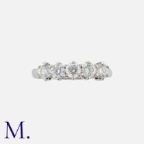 A Diamond Five Stone Ring in platinum, set with five round cut diamonds totalling approximately 1.