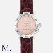 CARTIER, A Pasha Wristwatch Ref. 2353 'Miami' in 18k white gold. Featuring a fine engine turned