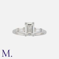 A 1.51ct Diamond Solitaire Ring in 18K white gold set with an emerald cut diamond weighing approx.