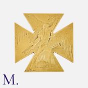 RENÉ LALIQUE, Croix Insigne WWI Journée du Poilu, in 18k yellow gold, a stylized cross shaped gold