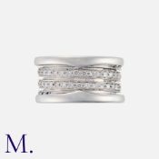 BULGARI, A Diamond B.zero1 Ring in 18k white gold, comprising three articulated bands, set with