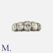 A Fine Georgian Old Cut Diamond Five Stone Ring in yellow gold and silver, set with a row of five